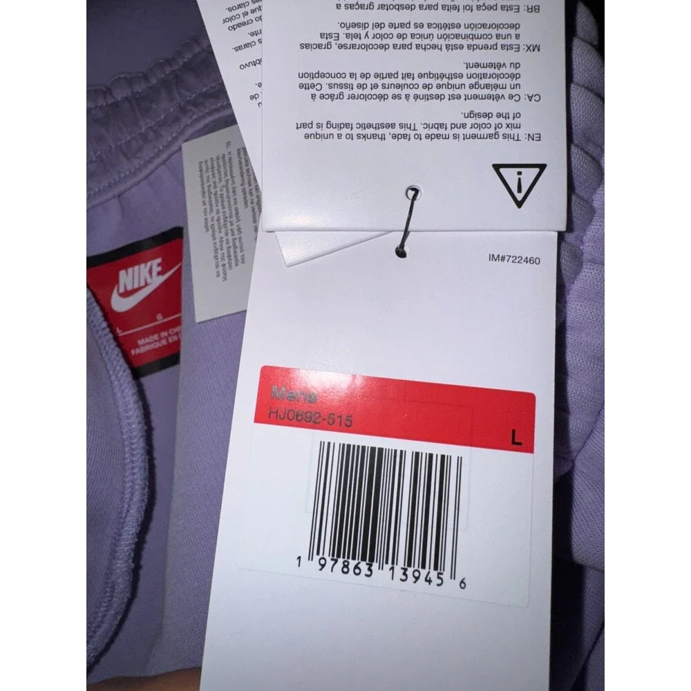 Men’s Size Large Nike Tech Fleece Shorts Loose Fit Pale Purple Black HJ0692-515